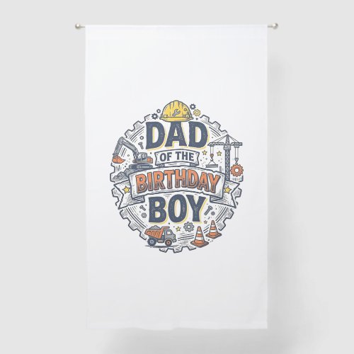 Construction Dad of the Birthday Boy Shirt Design_ Sheer Curtains