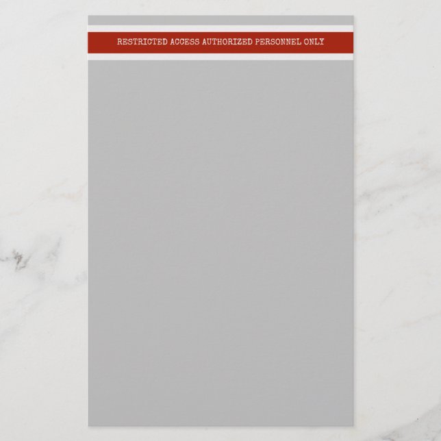 Construction Danger Restricted Access Red Tape Stationery (Front)