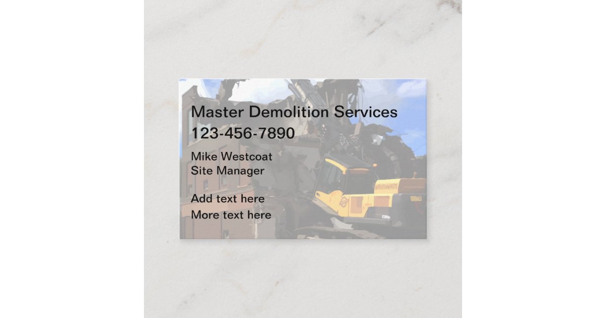 Construction Demolition Services Business Cards Zazzle