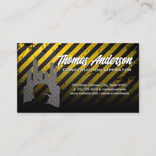 Construction Developer Logo Caution Business Card
