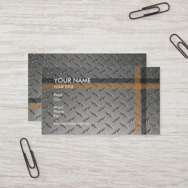 Construction | Diamond Plate Business Card (Front/Back In Situ)
