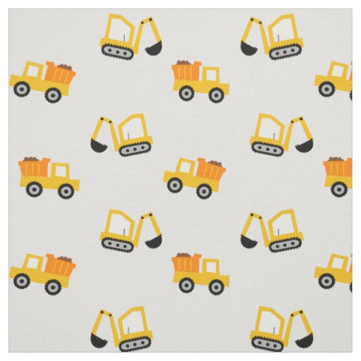 Construction Digger and Dump Truck Fabric
