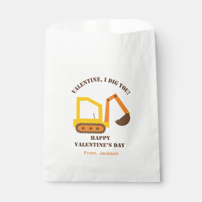 Construction Digger Valentine Favor Bags (Front)