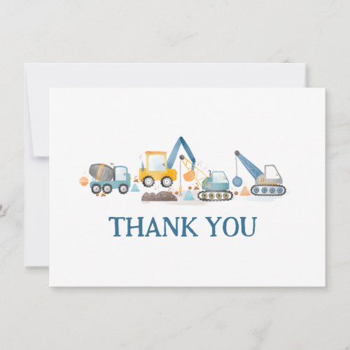 Construction Diggers and Truck Thank You Card