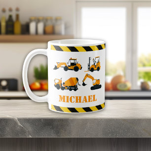 Construction Diggers Boys Personalized Mug
