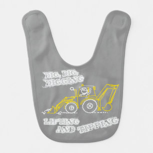 Construction digging lifting and tipping baby bib
