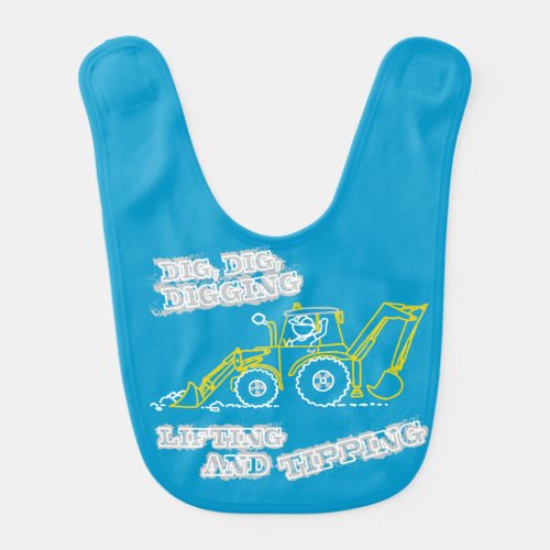 Construction digging lifting and tipping baby bib