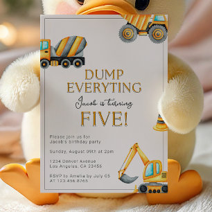 Construction Dump Everything 5th Birthday Invitation