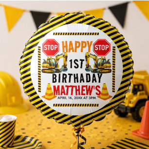 Construction Dump Truck 1st Birthday Party Balloon