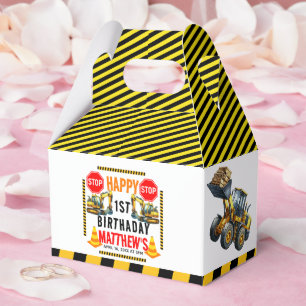 Construction Dump Truck 1st Birthday Party Favor Boxes