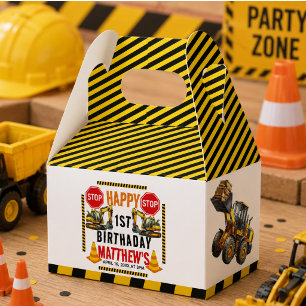 Construction Dump Truck 1st Birthday Party Favor Boxes