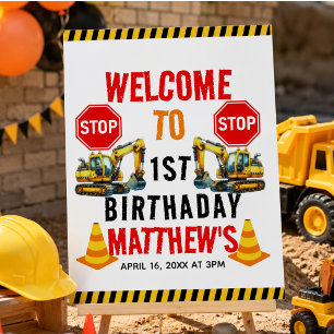 Construction Dump Truck 1st Birthday Party Foam Board