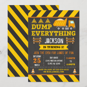 Construction Dump Truck 2nd Birthday Invitation