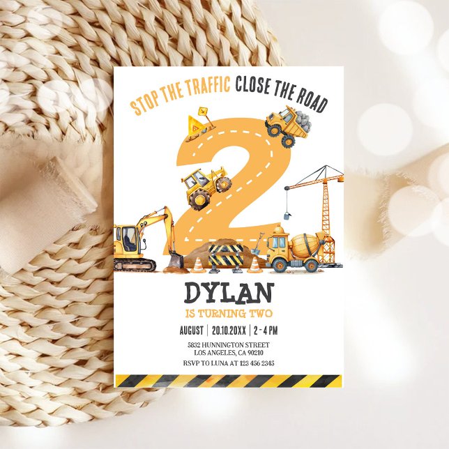 Construction Dump Truck 2nd Birthday Invitation (Creator Uploaded)