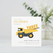 Construction Dump Truck Any Age Birthday Invite (Standing Front)