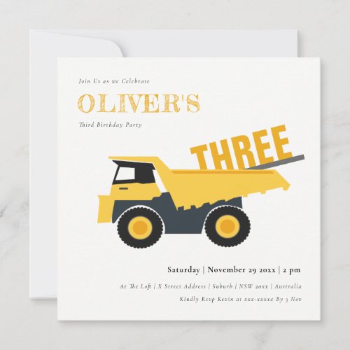 Construction Dump Truck Any Age Kids Birthday