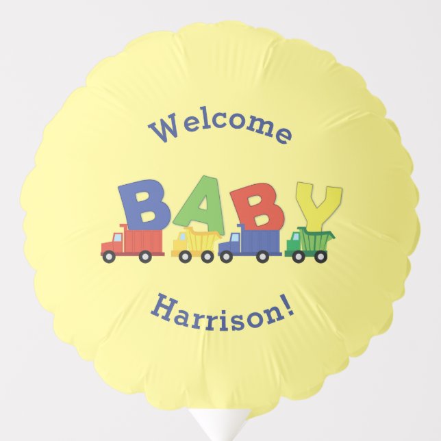 Construction Dump Truck Baby Shower Boy Balloon (Front)