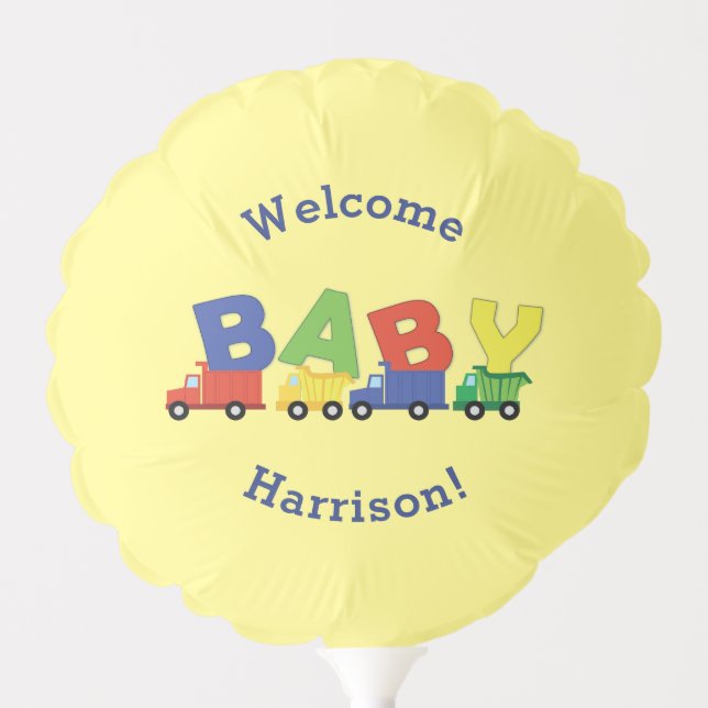 Construction Dump Truck Baby Shower Boy Balloon (Front)