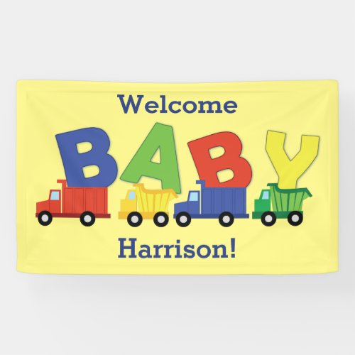 Construction Dump Truck Baby Shower Boy Banner