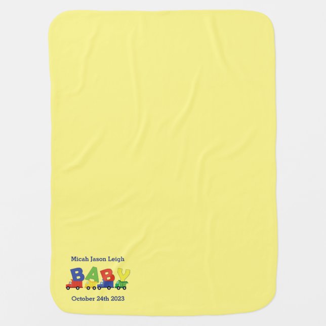 Construction Dump Truck Baby Shower Boy Blanket (Front)