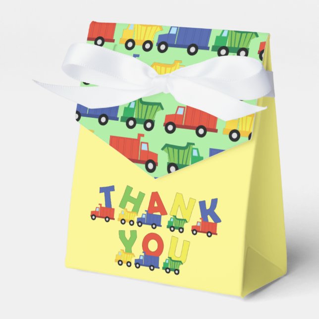 Construction Dump Truck Baby Shower Boy Favor Boxes (Front Side)