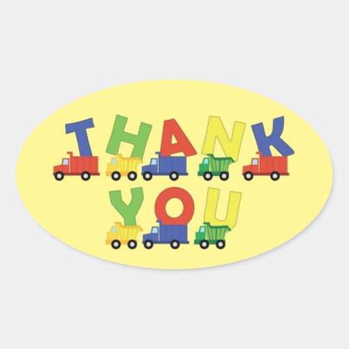 Construction Dump Truck Baby Shower Boy Oval Sticker