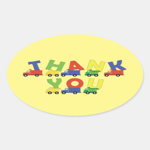 Construction Dump Truck Baby Shower Boy Oval Sticker