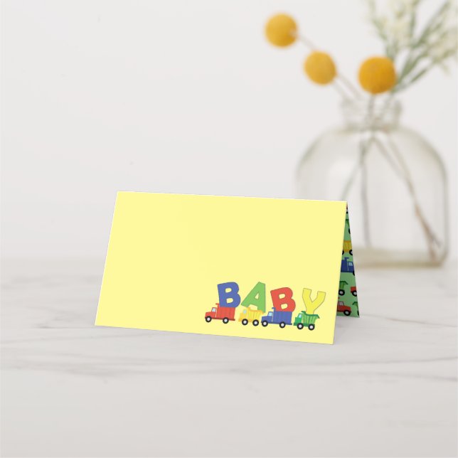 Construction Dump Truck Baby Shower Boy Place Card (Front)