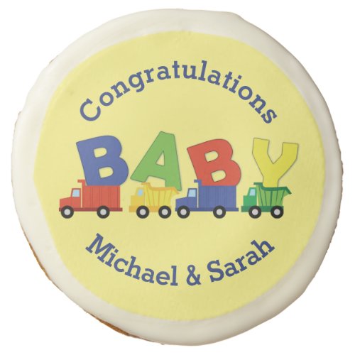 Construction Dump Truck Baby Shower Boy Sugar Cookie