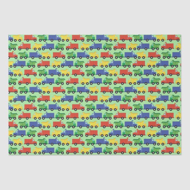 Construction Dump Truck Baby Shower Boy Tissue Paper (Front)