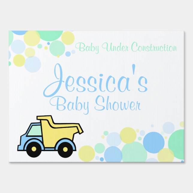 Construction Dump Truck Baby Shower Sign (Front)