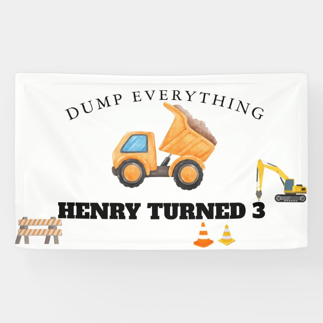 Construction Dump Truck Birthday Banner (Horizontal)