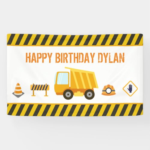 Construction Dump Truck Birthday Banner