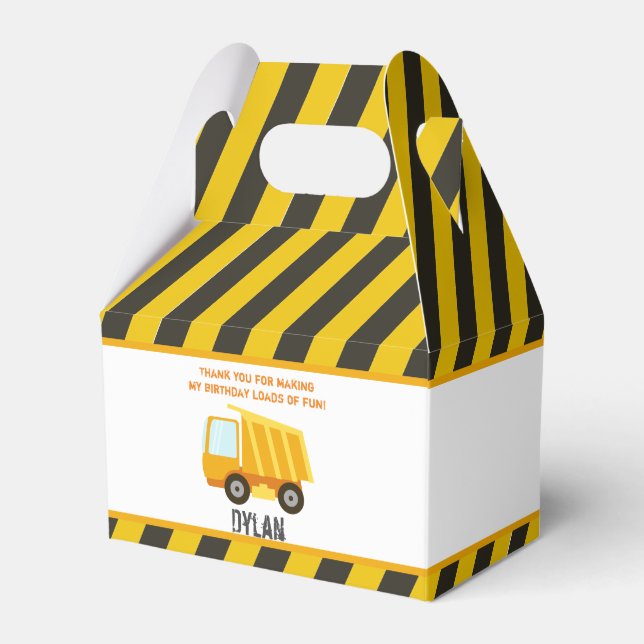 Construction Dump Truck Birthday Favor Boxes (Front Side)