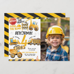 Construction, Dump Truck Birthday Invitation