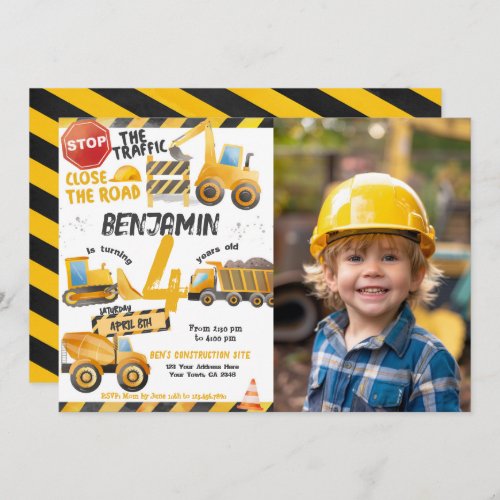 Construction Dump Truck Birthday Invitation