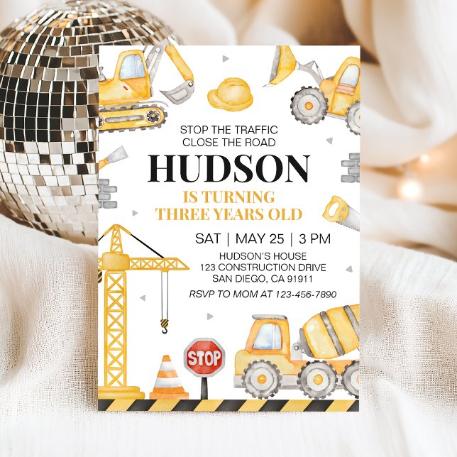 Construction Dump Truck Birthday Invitation (Creator Uploaded)