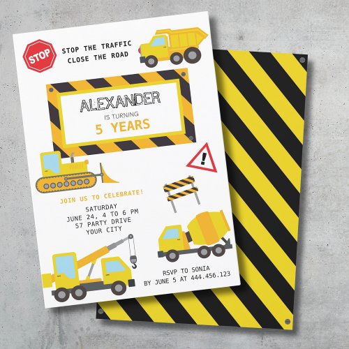 Construction Dump Truck birthday invitation