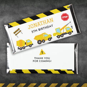 Construction Dump Truck birthday invitation Hershey Bar Favors