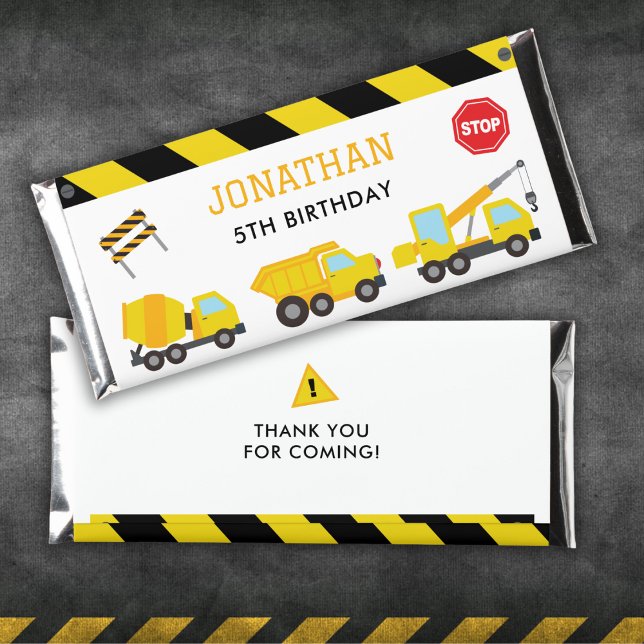 Construction Dump Truck birthday invitation Hershey Bar Favors (Creator Uploaded)