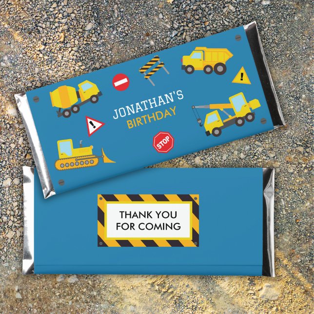 Construction Dump Truck birthday invitation Hershey Bar Favors (Creator Uploaded)