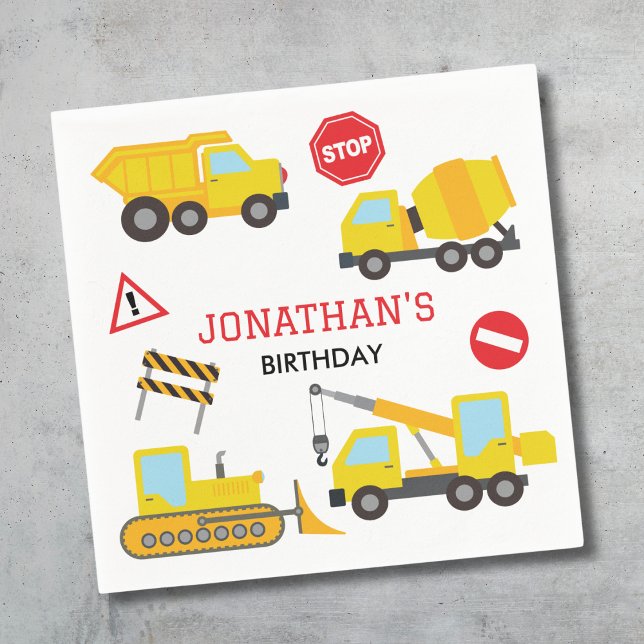 Construction Dump Truck birthday invitation Napkins (Creator Uploaded)