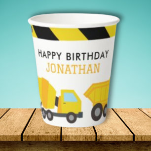 Construction Dump Truck birthday invitation Paper Cups