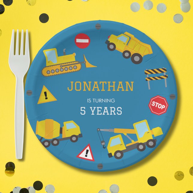 Construction Dump Truck birthday invitation Paper Plates (Creator Uploaded)