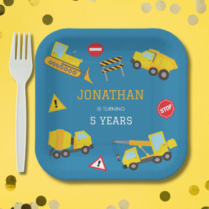 Construction Dump Truck birthday invitation Paper Plates