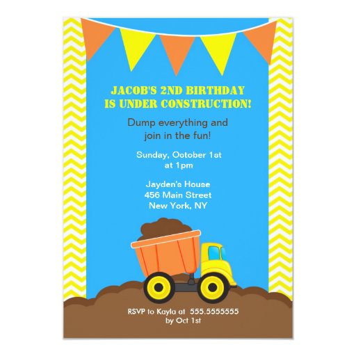 Construction Truck Invitations 8