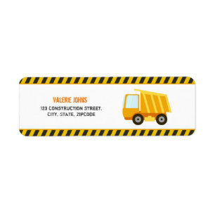 Construction Dump Truck Birthday Label