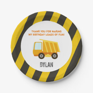 Construction Dump Truck Birthday Paper Plates
