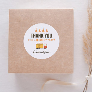 Construction Dump Truck Birthday Party Classic Rou Round Sticker