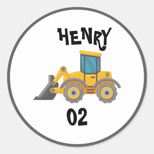 Construction Dump Truck Birthday Party  Classic Round Sticker (Front)